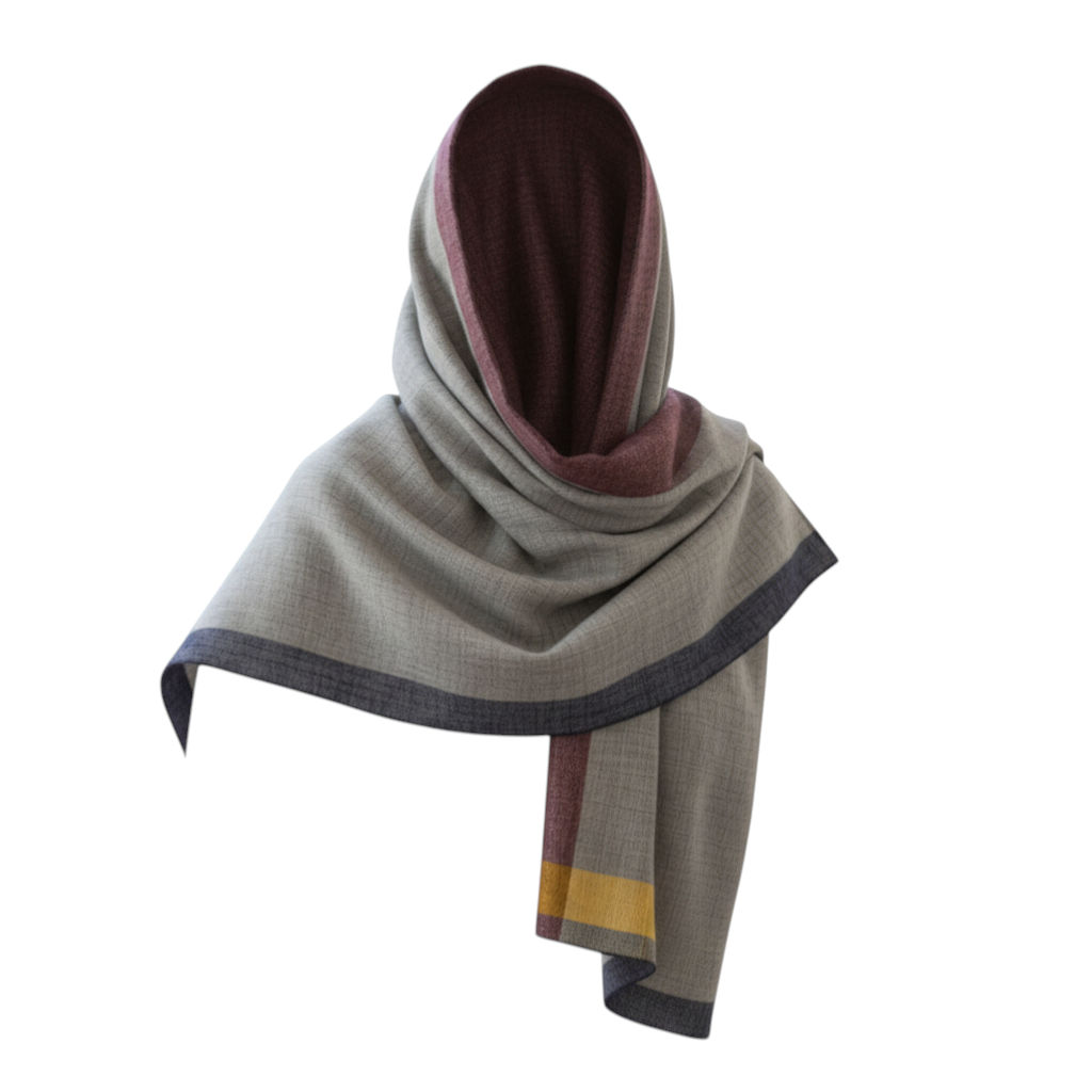 Grey Handloom Scarf With Contrasting Stripes